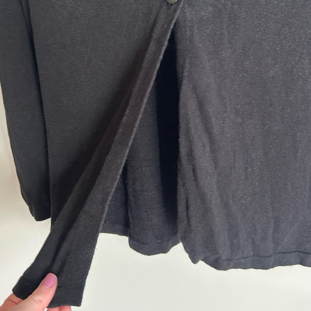 J. Jill Linen Rayon Knit Washed Black 3 Button Cardigan Relaxed Minimalist Sz XL - Picture 4 of 16